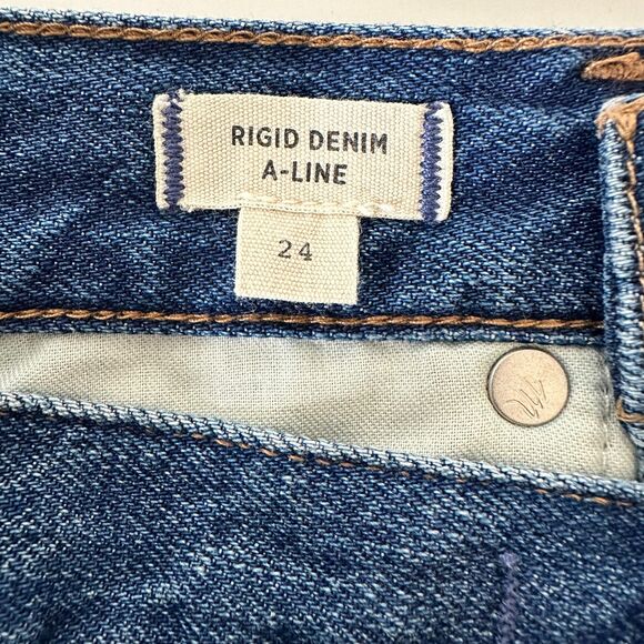 Madewell Rigid Denim Skirt A-line Mini Polka Dot Size 24 - Picture 6 of 7